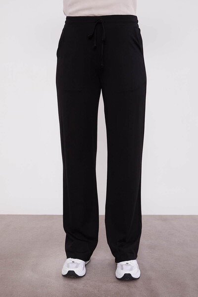 trender Straw Tassel Detailed Black Women's Top and Bottom Set 100807