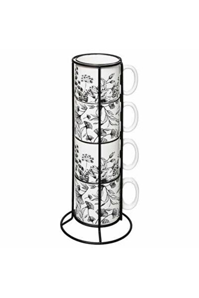 Other Set of 4 MUGS 240ml Floral CERAMIC on a stand