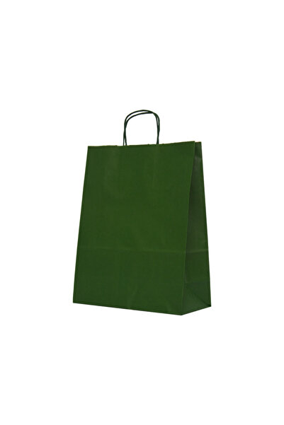 MSG PACKAGING Paper gift bag, Paper gift bag, 25x11x32 cm, DARK GREEN, set of...