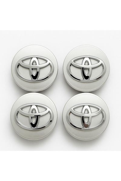 OEM Set de 4 capace centrale de roată Toyota 62 mm – argintii, inel de fixare, aspect original