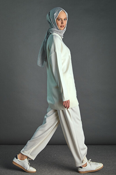 Setrms Payetli Baklava Motifli Triko Tunik