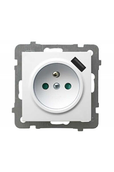 OSPEL Priză simplă albă cu împământare 2P+Z cu ecran + încărcător USB fără ramă