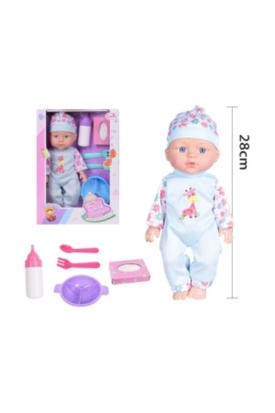 CREATIVE Păpușă interactivă cu accesorii de hrănire, pentru 18+ luni, 28 cm, albastru deschis