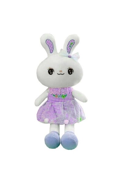 duoguo Balerina de pluș Iepuraș cu rochie mov – 80 cm