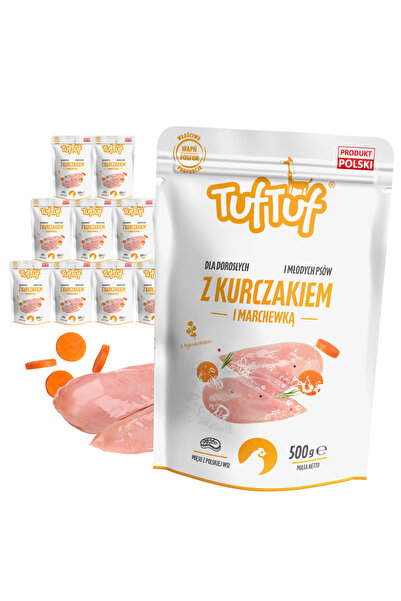 Other MOKRA KARMA DLA PSA TufTuf SAZZETKA MIELONKA KURCZAK MARCHEWKA 10x500G