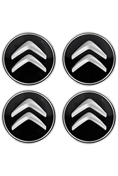 OEM Set de 4 capace de jantă pentru Citroen, 60 mm, negre, plastic și aluminiu