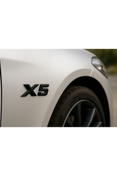 BMW Rear Emblem X5 – Premium Gray Aluminum, 3M Self-adhesive, Universal Compatible