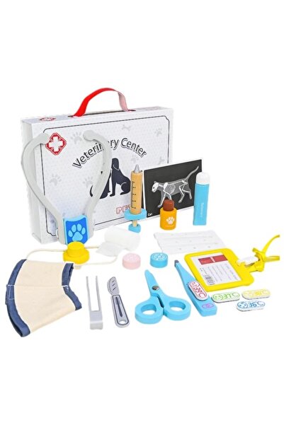 CREATIVE Toy veterinarian kit with 22 accessories, for children 3+ years, wooden, 27 x 20 x 4.5 cm, multicolo