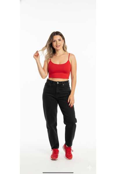 JILLY جينز إينا الأسود العصري للأمهات بخصر عالٍ وراحة إضافية بتصميم صديق الرجل