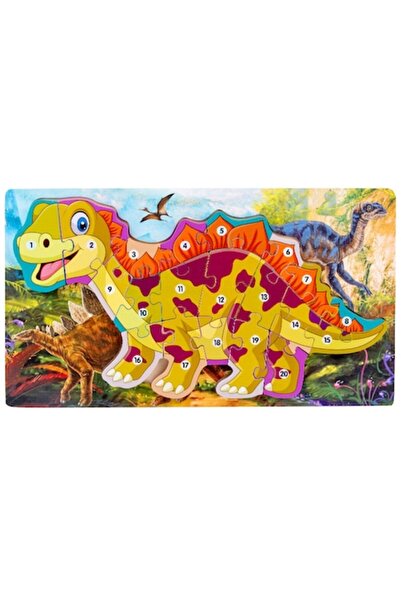 OEM Puzzle educativ din lemn 3D cu dinozauri (Stegosaurus), 40 x 22,5 cm, mul...