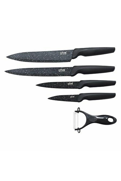 Other SET OF 4 KNIVES + PEELER Caractere black STEEL WITH COATING