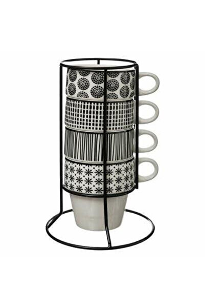 Other Set de 4 căni Bohemia pe suport 260ml ceramice