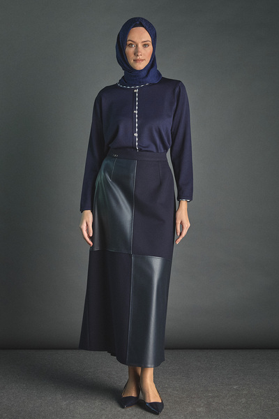 Setrms Suni Deri Parçalı A Kesim Etek