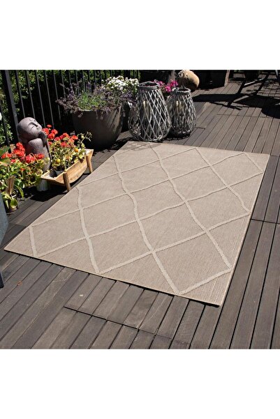 Adalizza Balkon Teras Bahçe Mutfak Dış Mekan Halısı İskandinav desenli Bej Re...