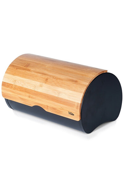 Other Chlebak stalowy drewniany czarny 38x24x20 cm