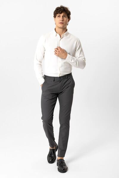 Back And Bond Anthracite Slim Fit Cotton Side Pocket Chino Trousers