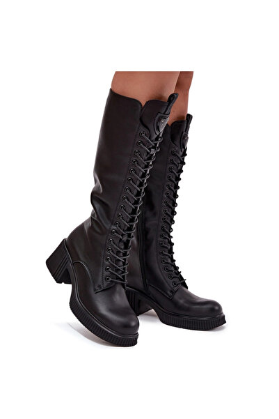 Vinceza Cizme din Piele Cu Șireturi Cu Platformă Izolate 66804 Negru 36