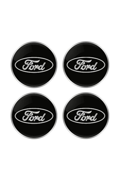 OEN Set de 4 autocolante metalice adezive Ford 56mm negre pentru jante din aliaj