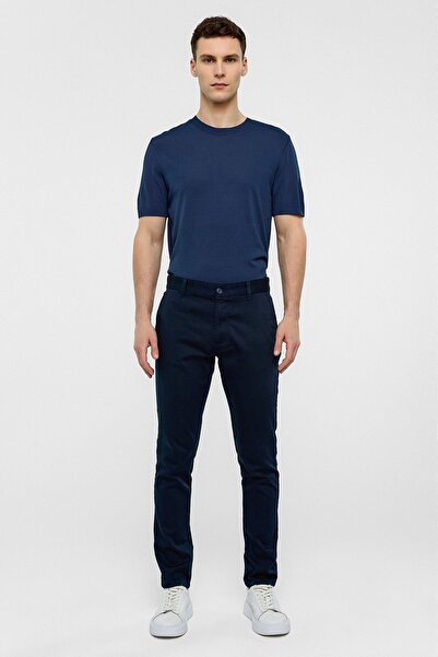 Back And Bond Navy Blue Woven Chino Pants