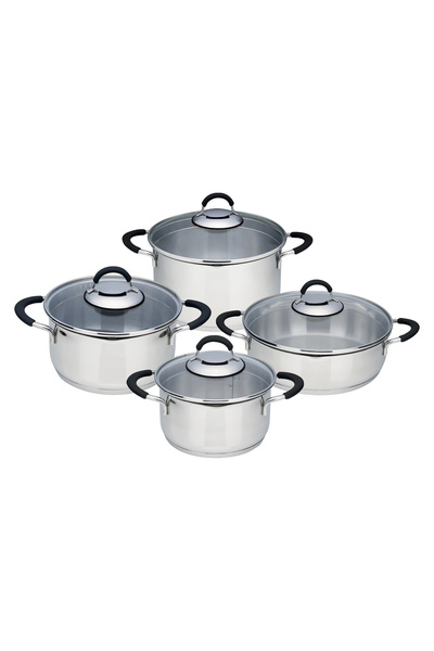 Akdeniz Queen 8 Pcs Silikon Kulplu Süzgeç Kapaklı Çelik Tencere Seti