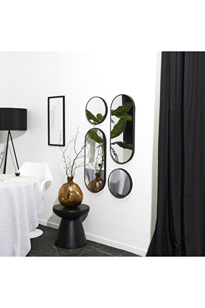 Other Set of 4 Deco Round mirrors black