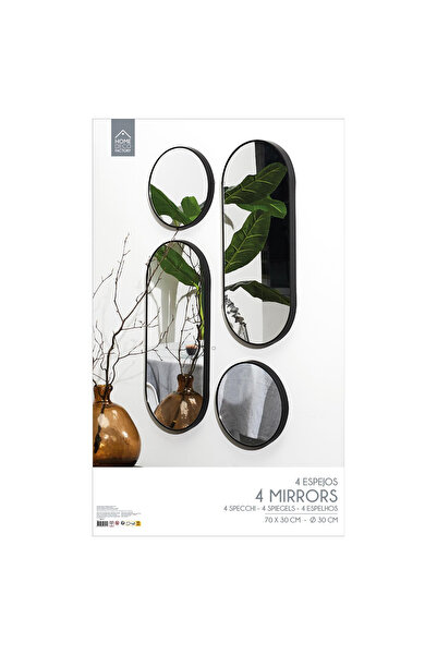 Other Set of 4 Deco Round mirrors black