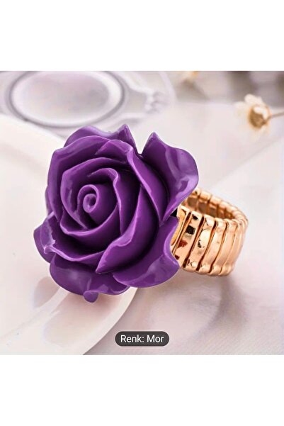 Pinkimaj خاتم الورد الأرجواني مصنوع من الأكريليك المرن المطلي بطلاء اللكر المتين