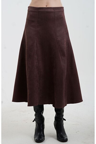 Zelish My Sister Fusta maro din piele artificială