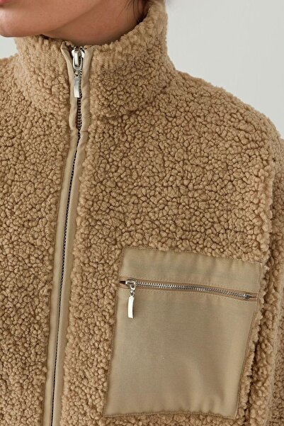 Hiccup Thick Soft Plush Coat with Pocket Detail
