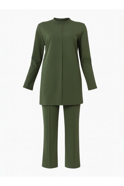 ALİA Σετ αθλητικό μεγάλου μεγέθους με λεπτομέρεια ραφής στο μπροστινό μέρος - Σκούρο Χακί -