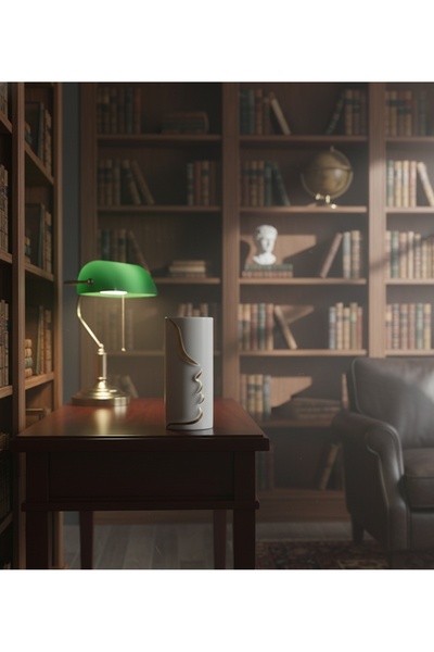 Generic A shiny gold rose vase - a sophisticated decorative piece that fits any space. Comes without the roses.