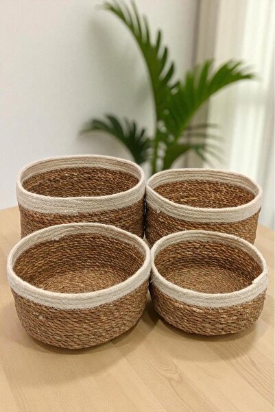 Digithome 4-Piece Natural Round Organizer Basket - Pnl-Ph35 S/4