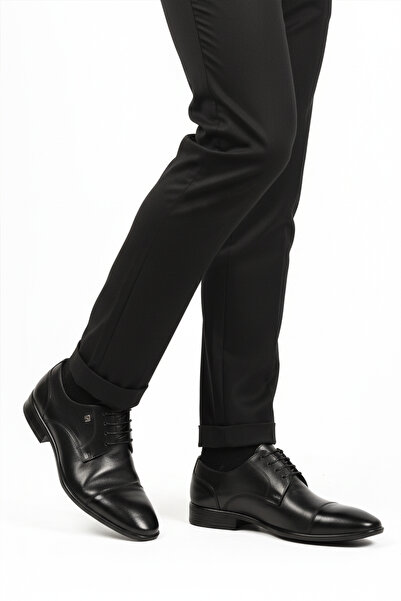 Fosco Black Genuine Leather Men's Classic Shoes