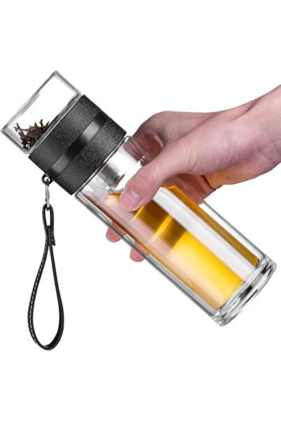 Goodern زجاجة فصل الشاي من زجاج البورسليكات سعة 450 مل مع فلتر من الفولاذ الم...