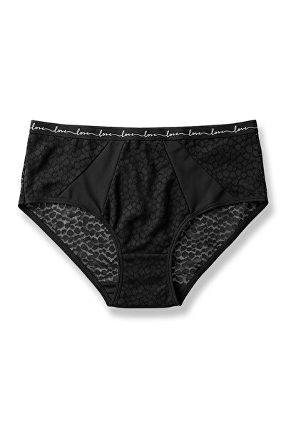HNX Chiloți pentru femei talie înaltă cu detaliu din tul din dantelă leopard și elastic LOVE