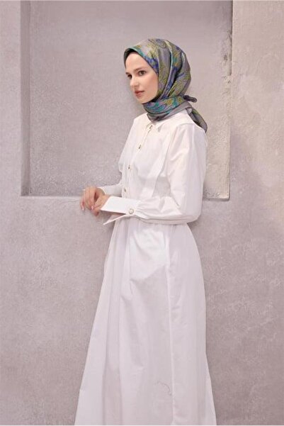 Belli Tivil Pure Silk Scarf 4207 - 83 Γκρι μοτίβο λουλουδιών