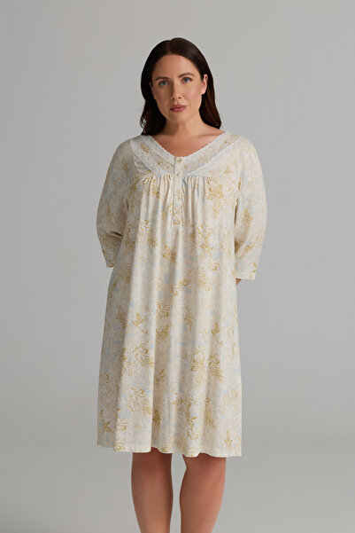 Hays Kadın Plus Size Viskon Kısa Kollu V Yaka Gecelik