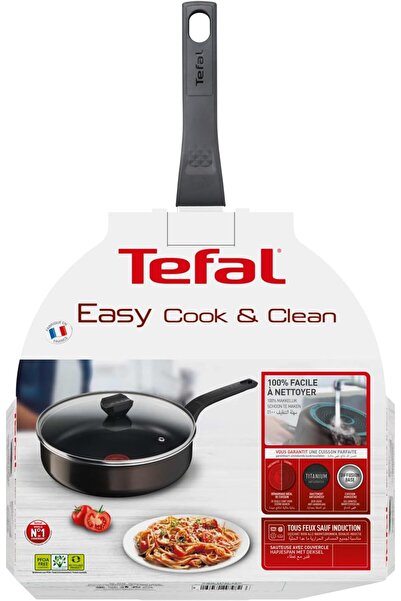 TEFAL Easy Cook & Clean Non-Stick Sauté Pan with Lid, 26 cm (B5543302)