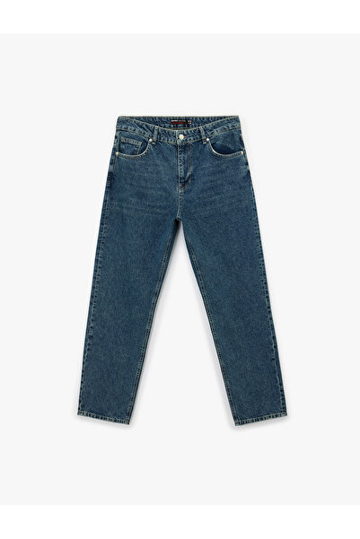 Koton Κανονική μέση βαμβακερή τσέπη Vintage Straight Fit Jean παντελόνι