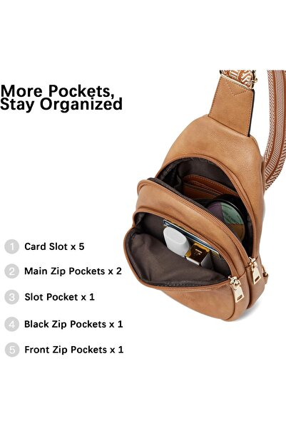 BOSTANTEN Leather Sling Bag For Women Small Crossbody Bag Fanny Pack Shoulder Chest Bag