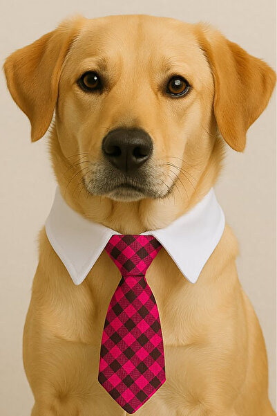 TAKIŞTIR Fuşya Ve Beyaz Renk Kravat Kedi Köpek Tasması