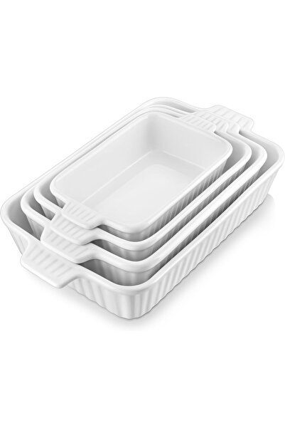 Malacasa أطباق فرن من البورسلين - 4 قطع من قوالب اللازانيا العميقة المستطيلة ...