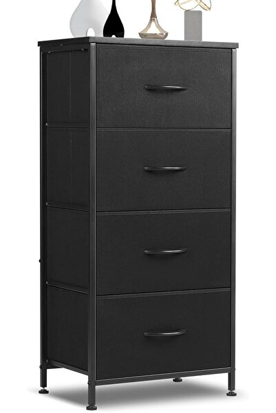 Gogoya 4-Drawer Fabric Dresser Storage Tower (Black)