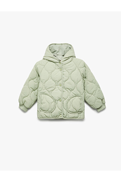 Koton Long Sleeve Buttoned Hooded Quilted Coat