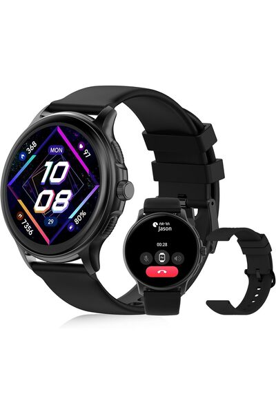 PEJE Smart Watch 1.43" AMOLED, Muslim Prayer Alerts, 120+ Sports Modes, SpO2/HR/Sleep Tracker (Black