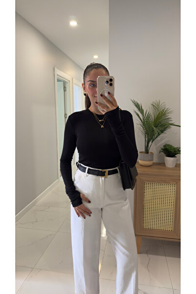 BİRCANÇİL Bluză Newa neagră cu detaliu cu încălțăminte