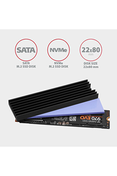 Other Radiator pasiv AXAGON din aluminiu pentru toate SSD-urile M.2, dimensiune 2280, înălțime 6 mm | CLR-M2L6