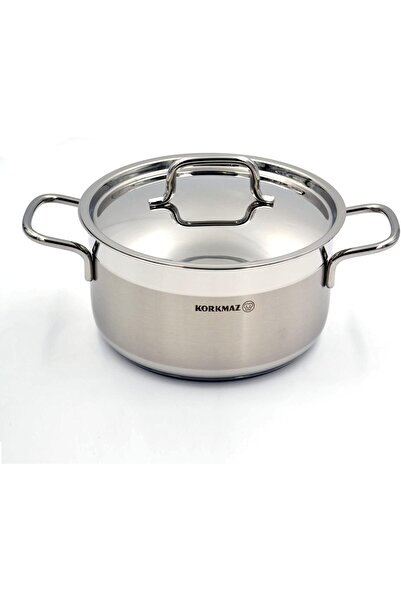 KORKMAZ Alfa Induction Stainless Steel Saucepan, Triple-Layer Base, 3.7 qt, 20 cm (1018)