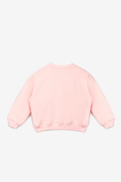 Le Mabelle Pink Star Embroidered Ribbon Detailed Girls' Sweatshirt