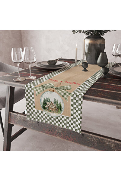 Evmila Velvet Textured Christmas Themed Runner 40X140 cm